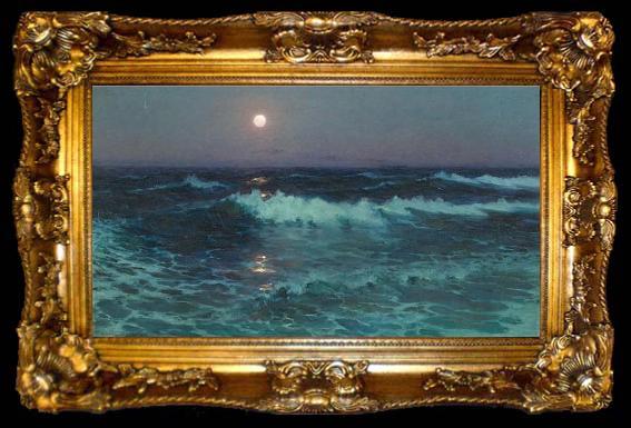 framed  Lionel Walden Moonlight, oil painting by Lionel Walden,, ta009-2